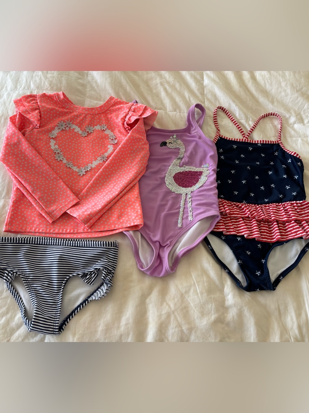 Girls 4T Swim bathing suit Flamingo Striped Stars Rash Guard Carter's cat & jack